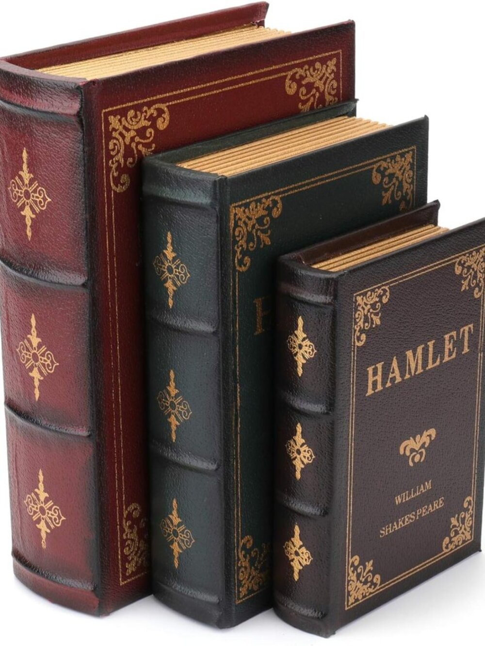 Vintage Decorative Book Boxes - 3-Pack Wooden Antique Storage & Home Decor